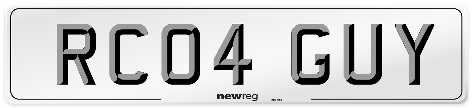 RC04 GUY Number Plate from New Reg